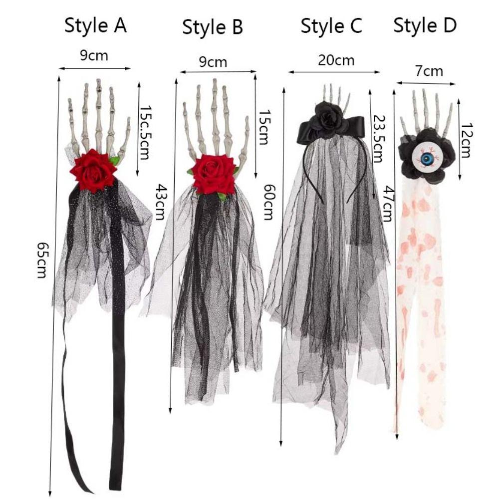 Simulation Halloween Head Buckle with Rose Barrettes Headwear Hand Bone Hair Clip Kids