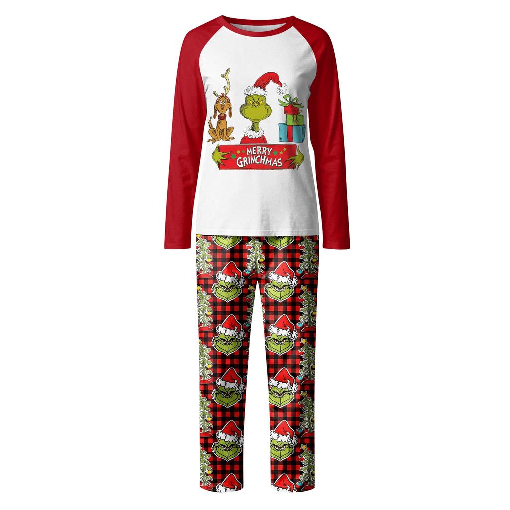 Familie Matchende Trykksett Pyjamas Loungewear Antrekk Familie Matchende Langermet Topp+Bukse Sett