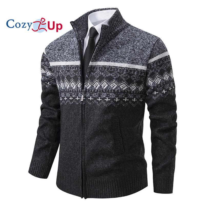Cozy Up Herbst und Winter Neue Pullover Herren Strickjacke Jacke Fleece Verdickte Farbe Pullover Mode Herren Lose Jacke