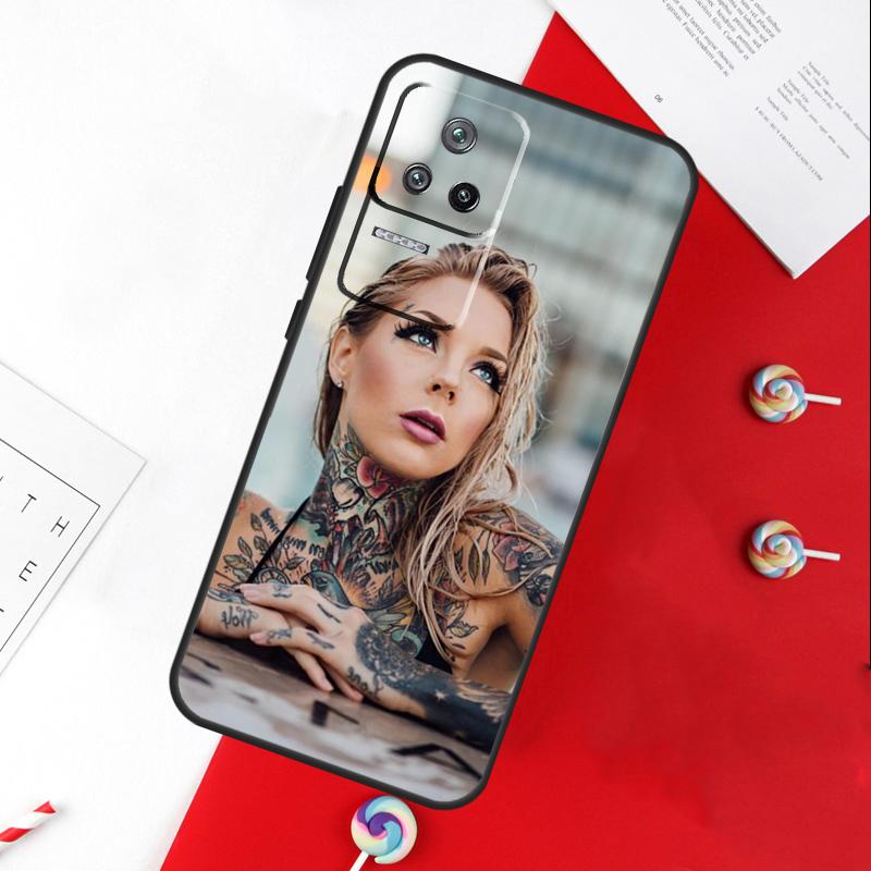 Sexy Sleeve Tattoo Girl Cover For Xiaomi 14T 11T 12T 13T Pro 13 14 15 Ultra POCO X7 Pro X3 X5 X6 F5 F6 M6 Pro Case