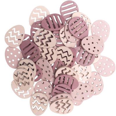 48 Wooden Confetti - Easter Eggs - Pink