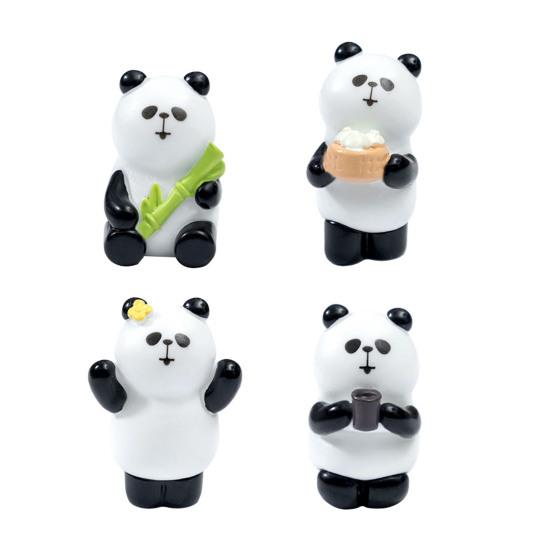 4 шт. Мини-фигурка панды Миниатюрная мультяшная скульптура панды Милая крошечная статуэтка животного из смолы для полки Декор сказочного сада Забавный подарок для любителей панд 1 Set