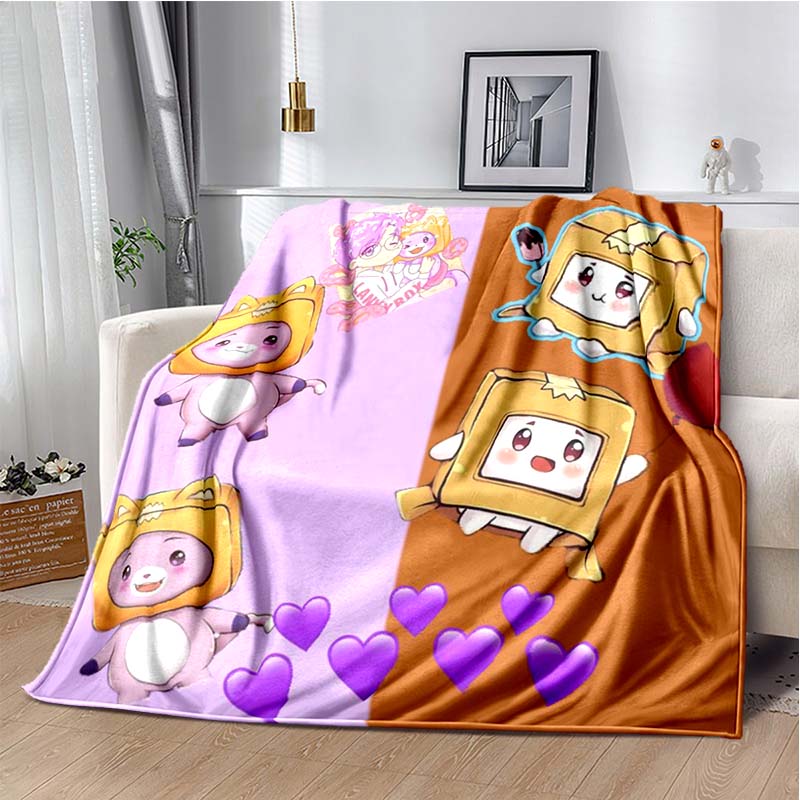 Happy Rocky And Foxy i Boxy Lankybox miękki pluszowy koc, flanelowy koc rzut koc do salonu sypialnia kanapa z funkcją spania piknik