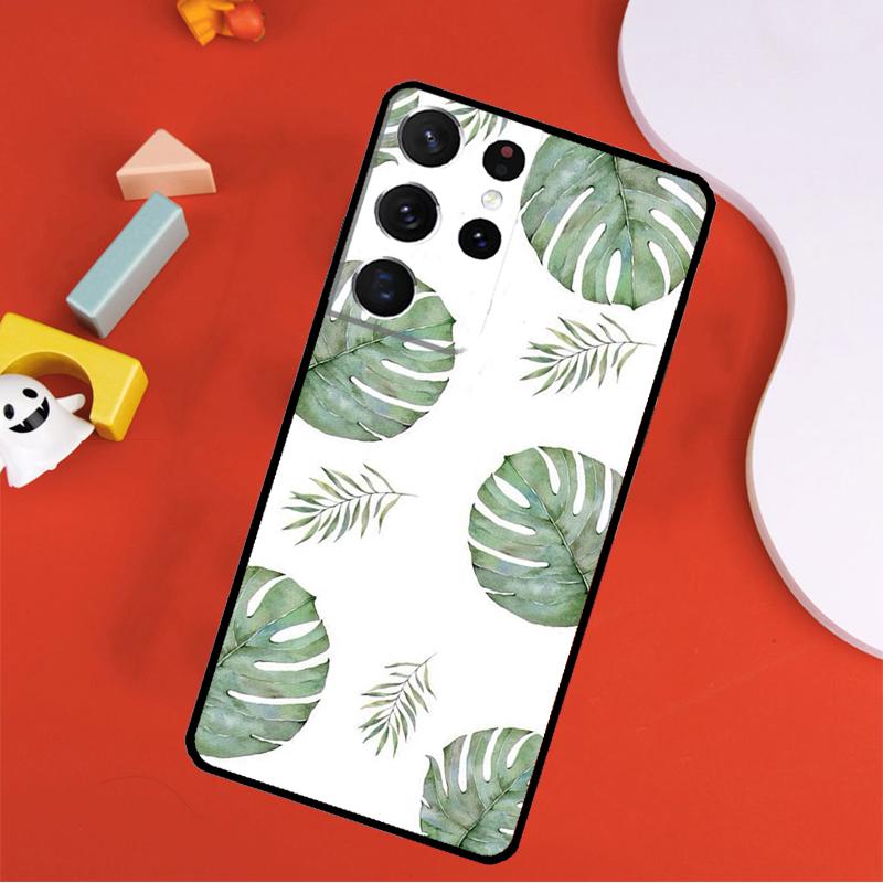 Monstera Leaves Palm Tree Flowers Phone Case For Samsung Galaxy S25 Ultra S9 S10 S20 FE S21 S22 S23 S24 Plus S24 Ultra Cover