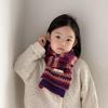 Children's Retro Fair Isle Knitted Scarf: Autumn & Winter Warm Neck Warmer - Korean Style Color Block for Boys & Girls