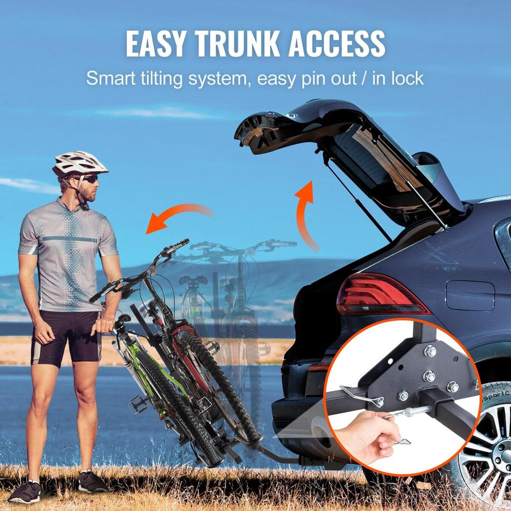 Fahrradträger für Anhängerkupplung, Plattformstil für 2 Fahrräder, Maximale Tragfähigkeit 80 LBS Fahrradträger Anhängerkupplung für 1,25-/2-Zoll-Empfänger, Kippbarer und faltbarer Fahrradträger mit
