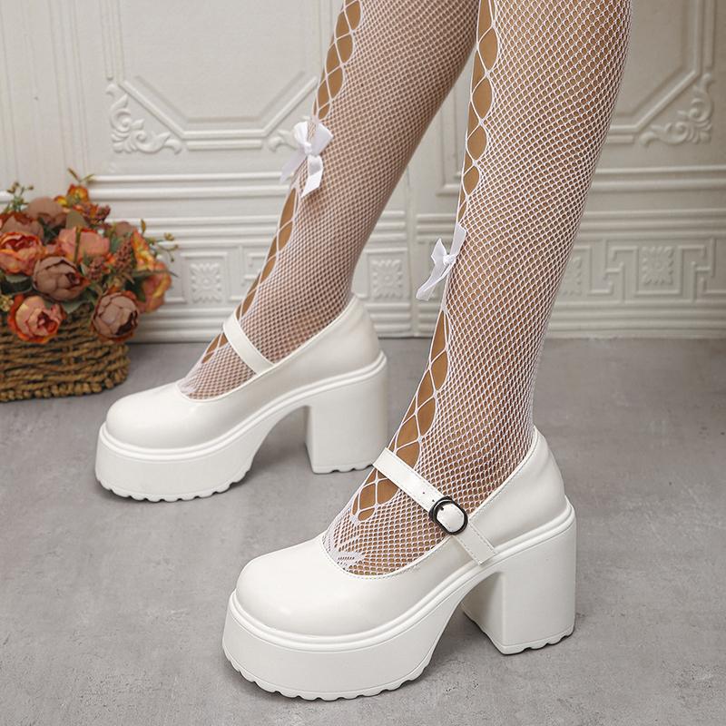Pink Chunky Platform High Heels Pumps Women  Autumn Ankle Straps Mary Jane Lolita Shoes Woman Plus Size 42 Cute Party Shoes