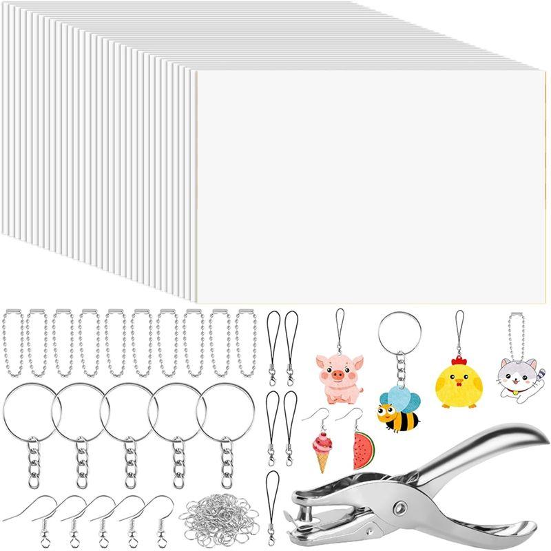 

A84E-Heat Shrink Plastic Sheet Shrinky Art Kit Paper Keychain Kit For Crafts Handprint Mother s Day Marking