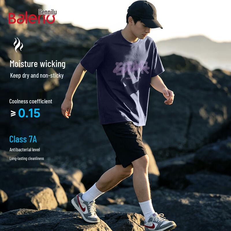 Baleno Men s Trendy Ice Silk Cool Feel Short-Sleeve T-Shirt L