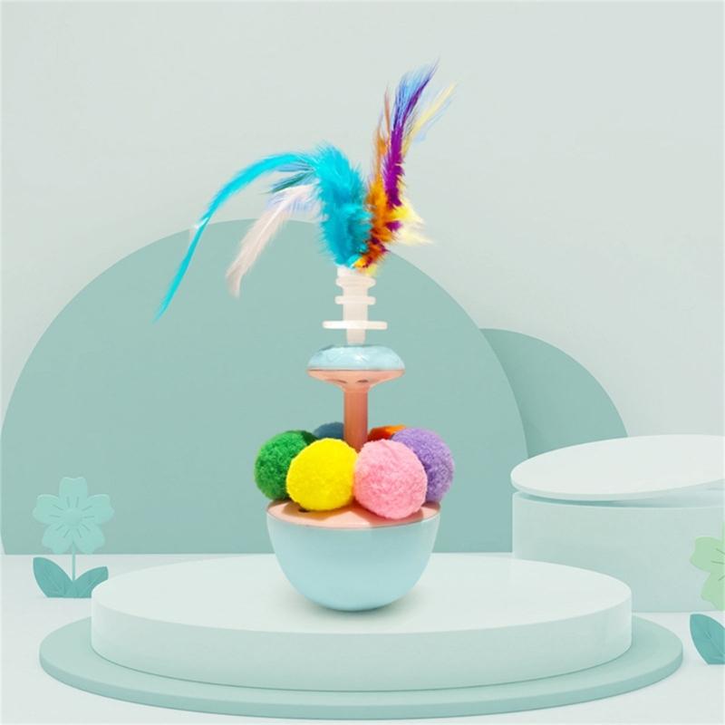 Wobble Cats Spielzeug mit buntem Federball Teaser Spielzeug Ungiftig Indoor Bewegung Spaß Für Kätzchen Besitzer Freund Geschenk