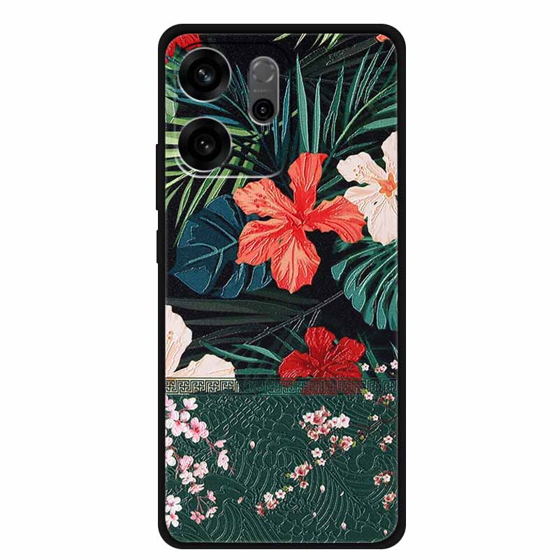 For Oppo Reno14 F Case 3D Flowers Emboss Phone Cases for Oppo Reno 14 F Reno14F 5G Back Protective Covers Soft Silicone Bumper