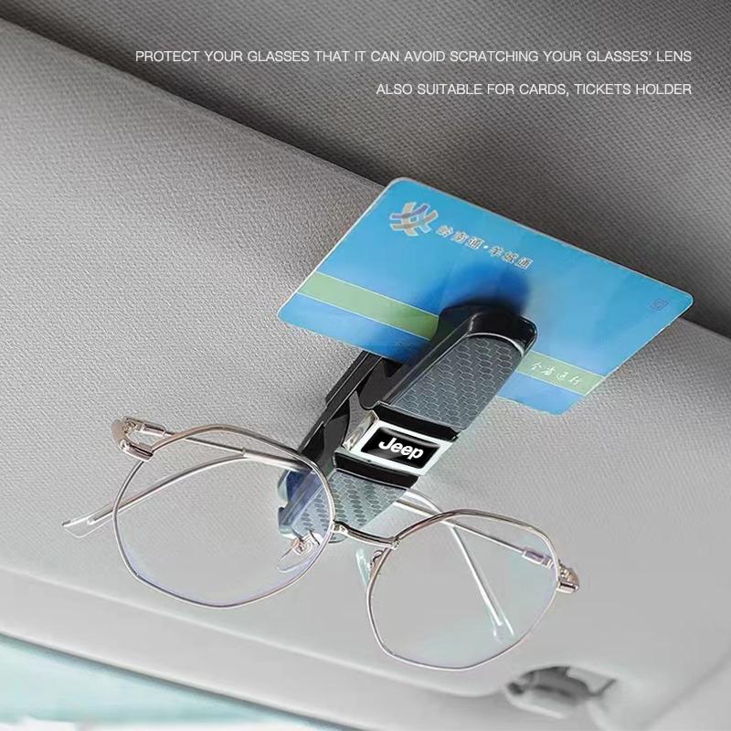 Car Glasses Clip Sun Visor Card Ticket Clamp Fastener For Jeep Renegade Wagoneer Avenger Recon Wrangler JK Gladiator Compass AJW1