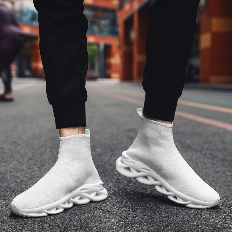 Men's Breathable Casual Sneakers - Non-Slip Outdoor Walking Shoes, Fashion Height Increasing Slip-On Ankle Shoes