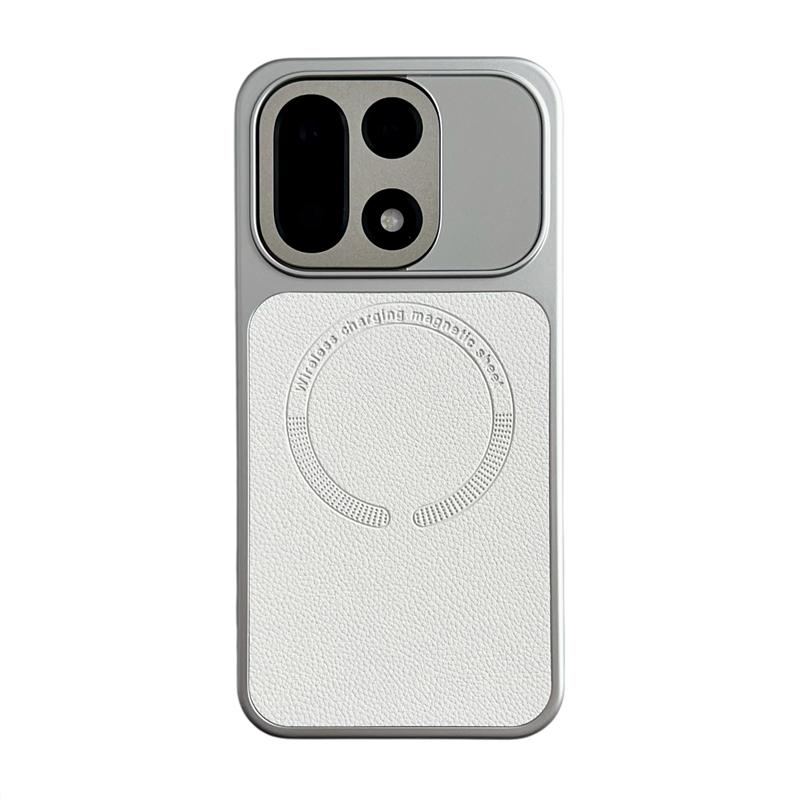 For OnePlus 15 Case Embossed Litchi Pattern Leather Magnetic Wireless Charging Anti-Fingerprint Comfortable Grip Soft Cover