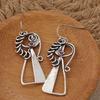 Vintage Unique Silver Color Metal Geometry Carving Small Person Dangle Earrings for Women Jewlry
