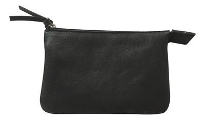 Clairefontaine Genuine Leather Cf410003 2-Room Pouch, Small, Black,