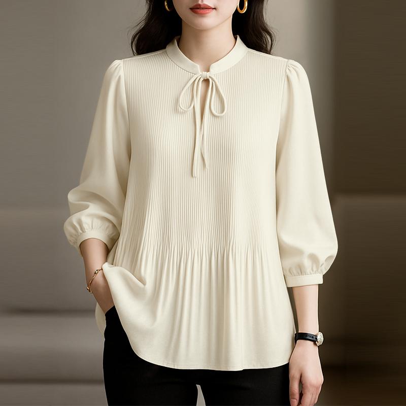 ZANZEA Women Casual Stand Collar 3/4 Sleeve Loose Blouse
