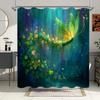 1pc Enchanted Butterfly Shower Curtain - Translucent Green/Yellow/Orange Wings with Glowing Vines & Teal Aqua Background