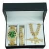 Hip Hop Persönlichkeit Pistolenanhänger Kubanische Kette Halskette Armband Uhr Set Modisches und Vielseitiges Herrenschmuck Geschenkbox Set