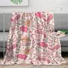 Western Cowgirl Hat Boot Flannel Blanket  Pink Soft Plush MultiSize AllSeason Sofa Bed Gift