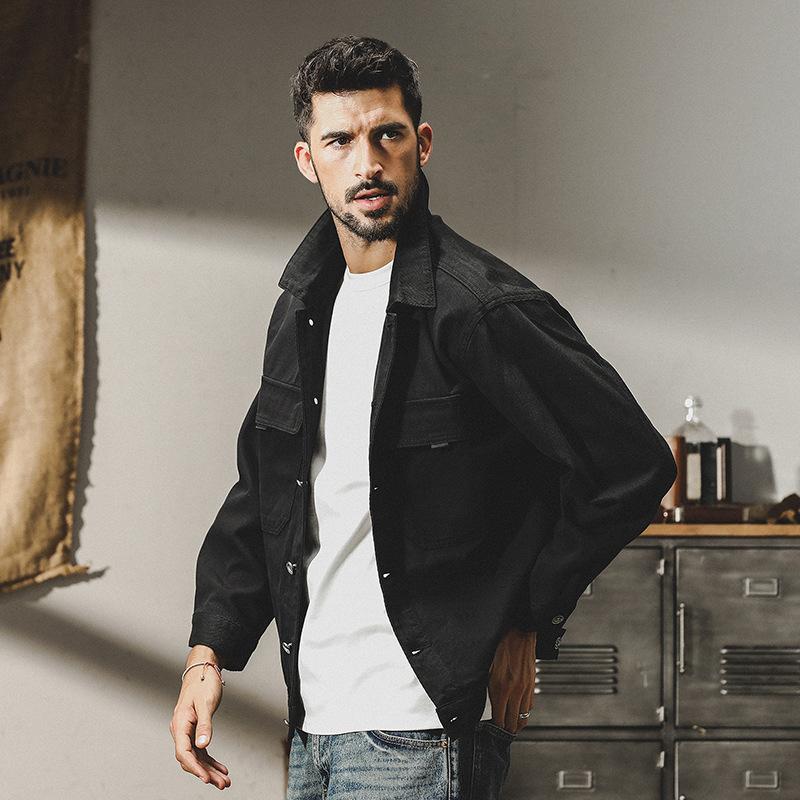 American Retro Heavy Jacket Men'S Handsome Trendy Brand Vintage Loose Large Size Tooling Coat Men
