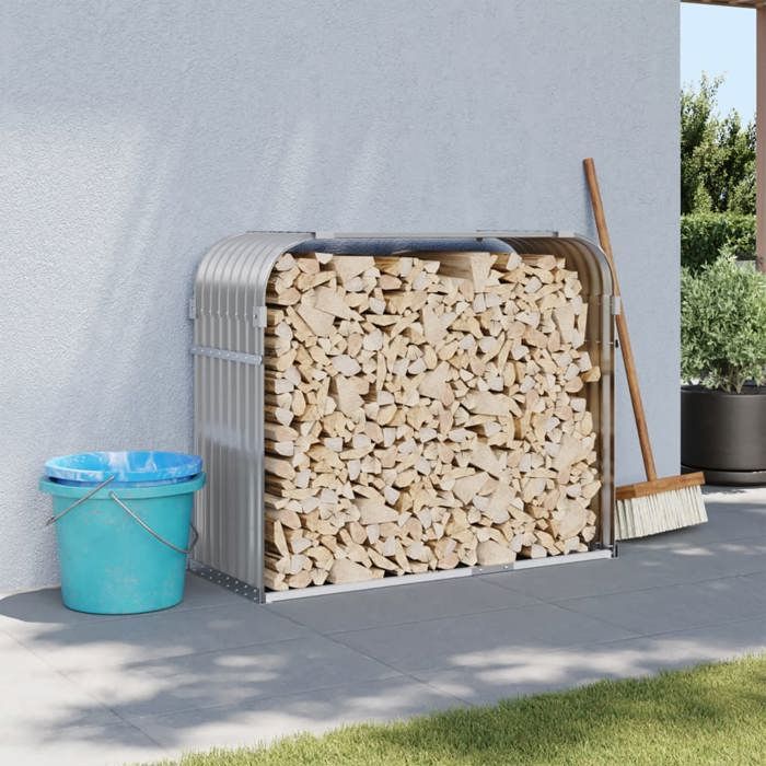 VidaXL Porte-bûches, Support à Bois de Chauffage avec Rangement, Étagère à Bois de Chauffage Extérieur, Gris Clair 364553