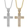 Hip Hop Jewelry Titanium Steel Gold Plated Full Diamond Cross Pendant Necklace