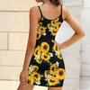 Summer New Flowers, Butterflies, and Thermal Geometry  Patterns  Print Sleeveless Bodycon Dress with Pockets Sexy Slim Fit Elegant Party Dress