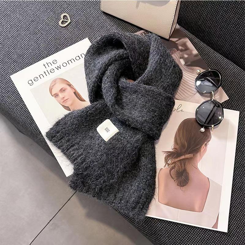 Solid Color Winter Knitted Scarf Unisex Neck Shawl Wraps Warm Windproof Women Men Korean Fashion Versatile Outdoor Long Scarfs