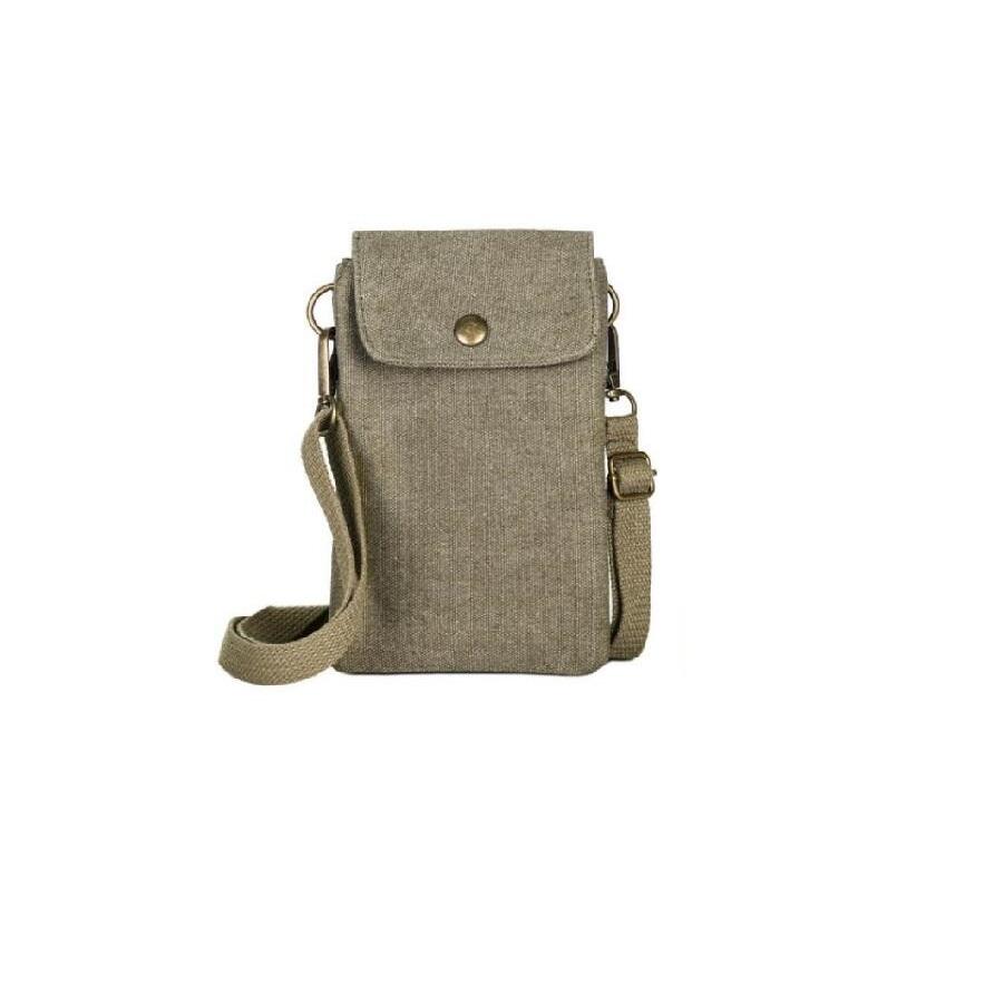 Univerzální retro plátěná peněženka Arlgseln s přezkou a crossbody popruhem, závěsný úložný prostor pro mobilní telefon 4,7-7,2 palce