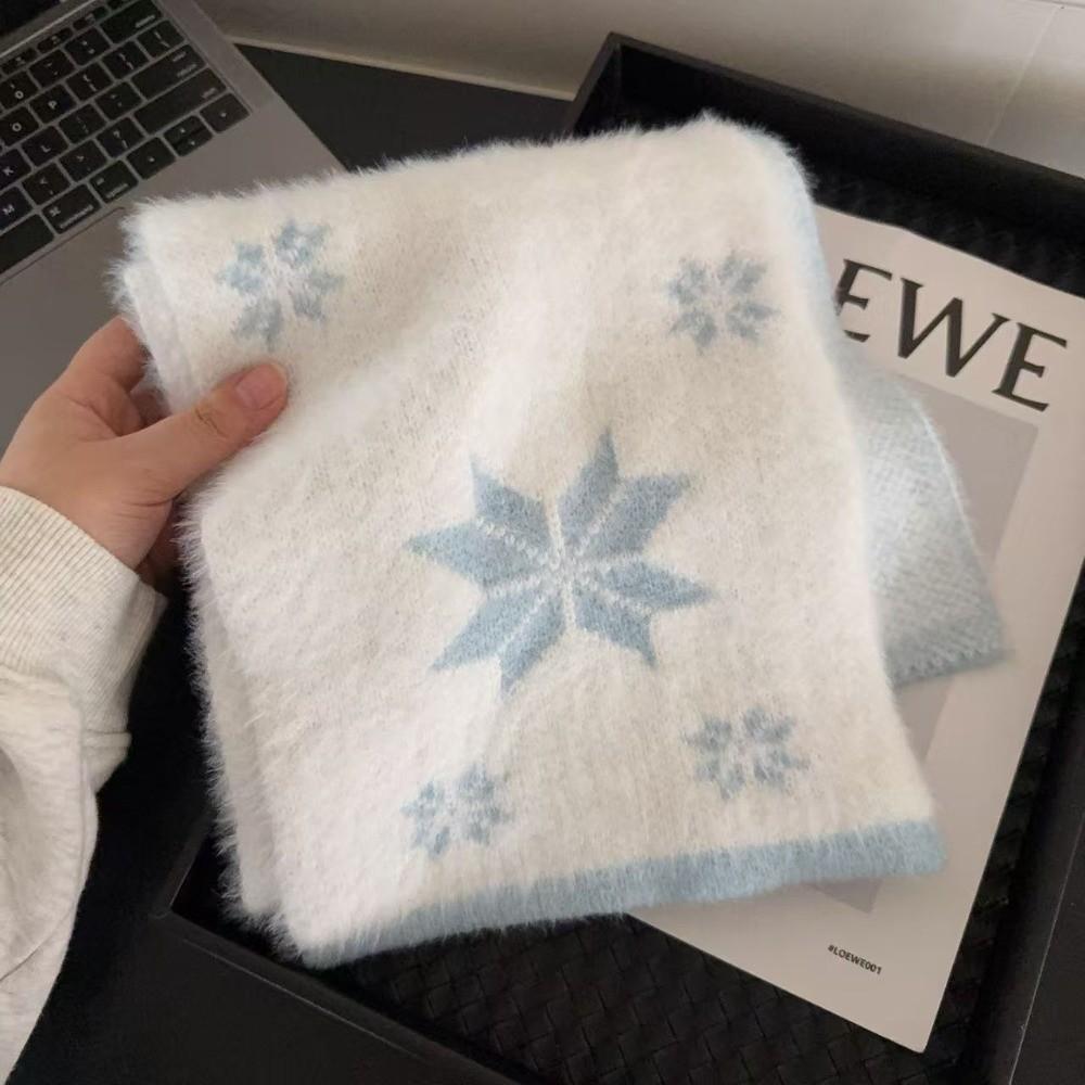 Double-Sided Plush Winter Scarf Soft Plush Knitted Neck Wrap Faux Mink Scarf  Autumn Winter Wear
