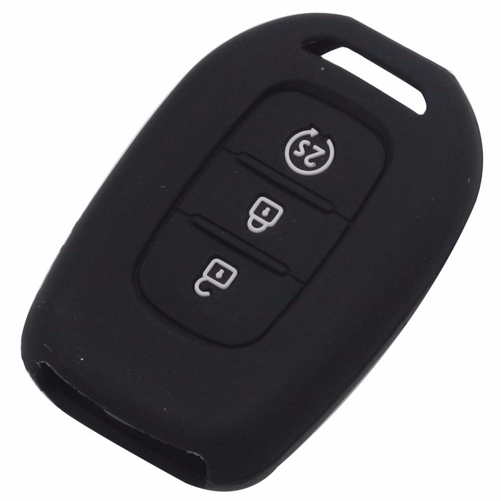 Jingyuqin 3 Buttons Silicone Remote Key Fob Case Cover For Renault Duster Sandero Logan Clio Captur Laguna Scen 2015 2016 2017