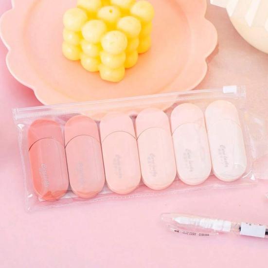 6Pcs High-Capacity Correction Tape with Gradient Color Case Smooth Roller for Students No-Skip Tear-Resistant Cute Office Supplies for School Home