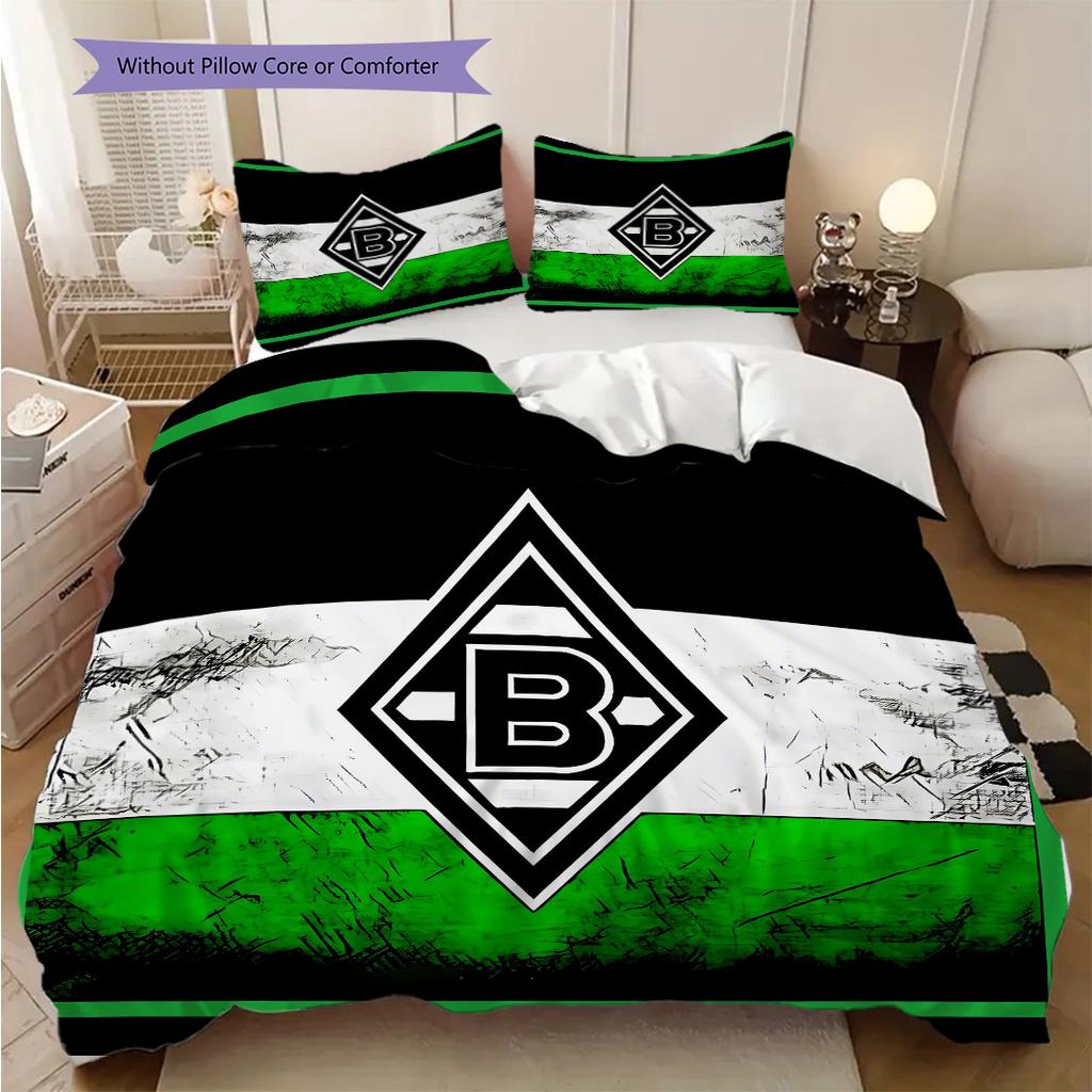 Borussia Vzor Povlečení Sada Prošívaných Dek Quilt Cover Povlak na Polštář Domácí Dekorace Dárek k Narozeninám (1 * povlak na peřinu + 2 * povlak na polštář, bez jádra)