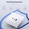 BSEED Power Sockets Electric Outlets Plus Dual Type-c USB Fast Charging Ports 65W 3A Glass Frame EU Standard Wall Embedded