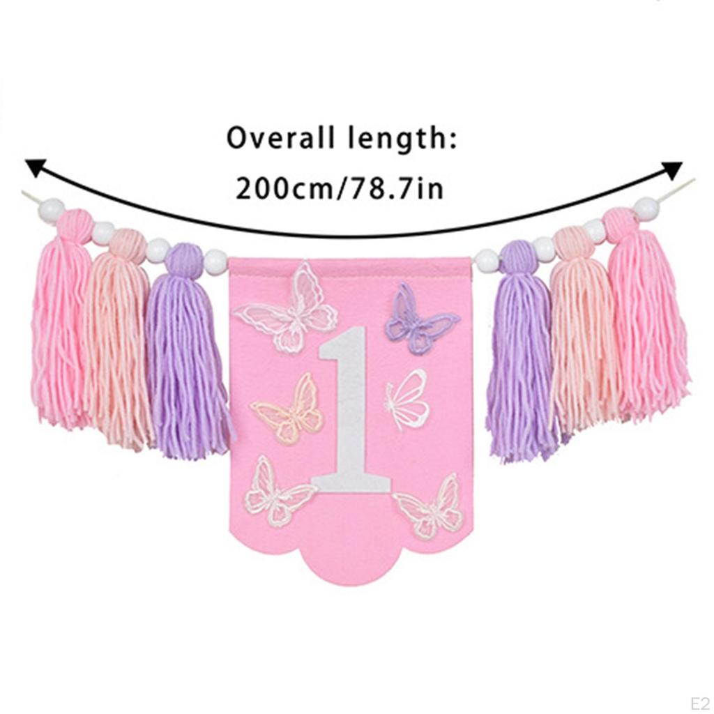 1ST Birthday High Chair Banner Photo Backdrop Girl Wall Hanging Ornament Highchair for Baby
