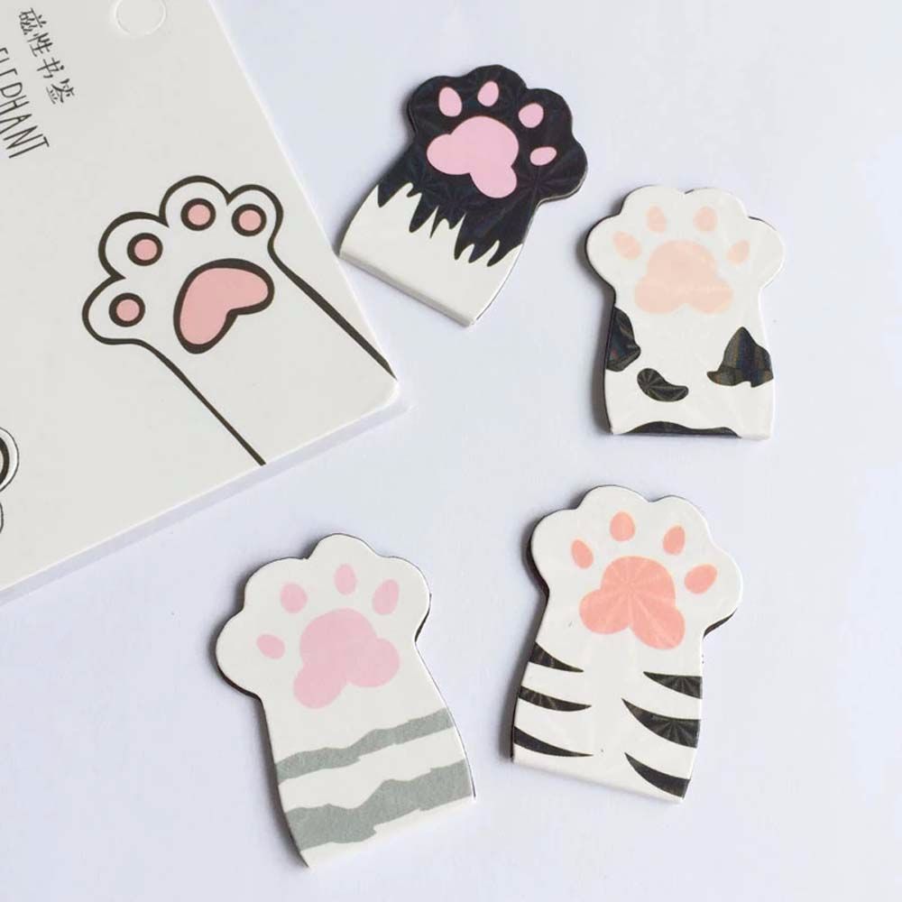 Office Supply Stationery Catoon Clip Magnetic Bookmarks Paper Clip Cat Paw Books Marker Book Labels
