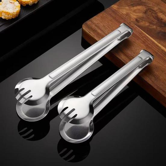 Stainless Steel Serving Tongs U-Shaped Non-Slip Kitchen Tongs Hollow Chuck