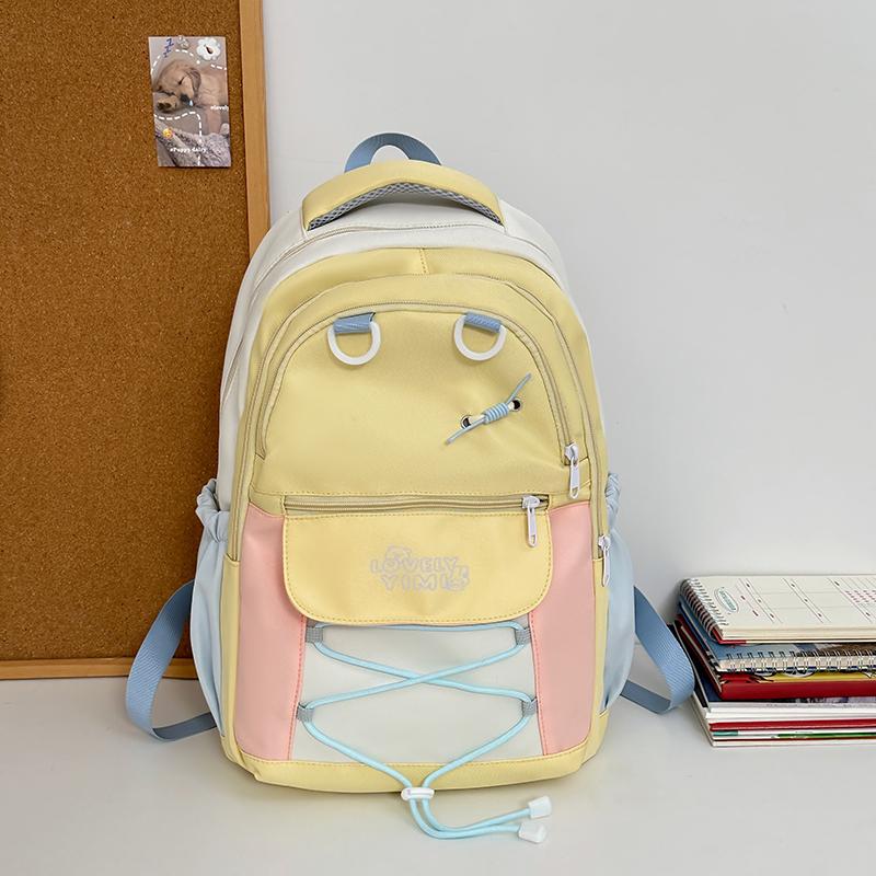 Contrast Color Student Bag Junior High School Student Backpack Women's Travel Lightweight Backpack