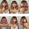 Short Wavy Blonde Bob Wig with Bangs for Women Synthetic Hair Daily Party Halloween