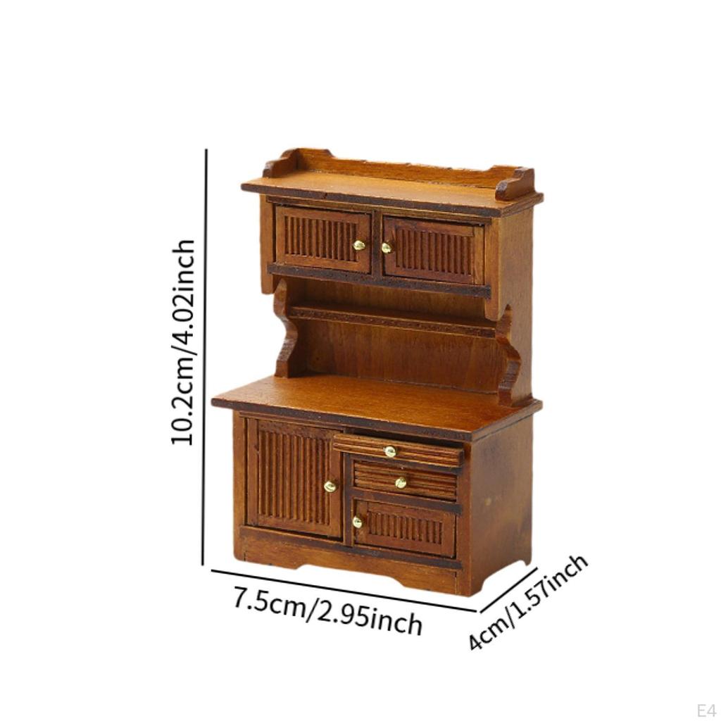 1/16 Dollhouse Bookcase Display Cabinet for Various Rooms Wood Furniture Accessory