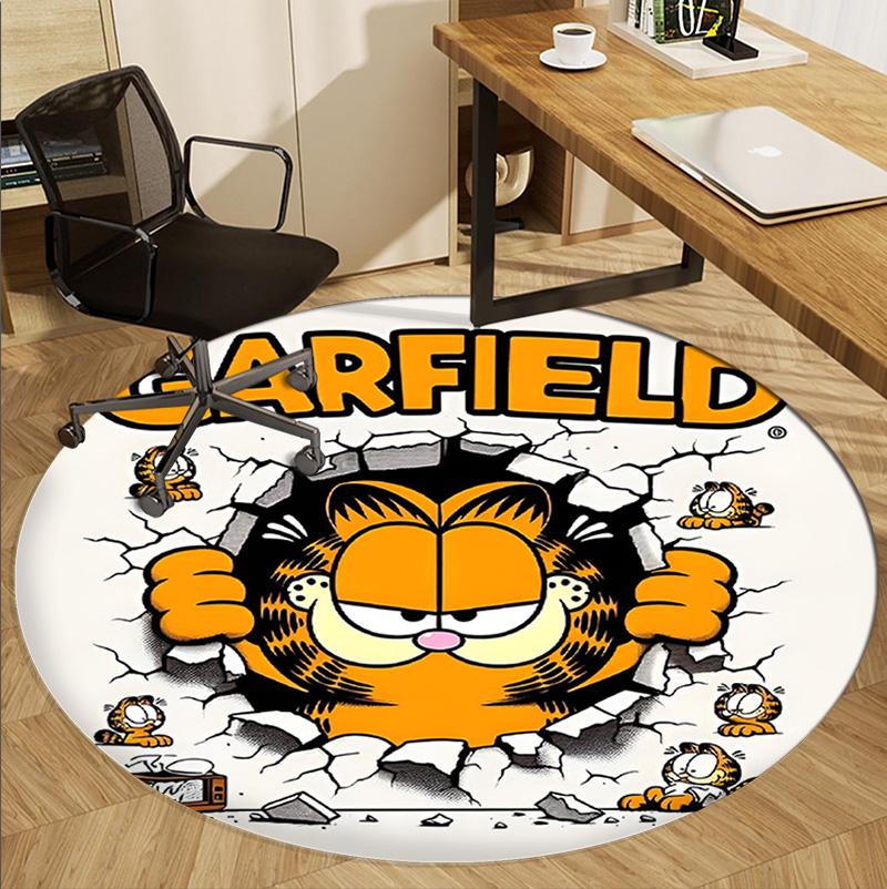 Garfield Pattern Round Rug, Indoor/Outdoor Mat, for Picnic, Gameroom, Bedroom, Office, Living Room, Home Decor Carpet, Birthday Gift