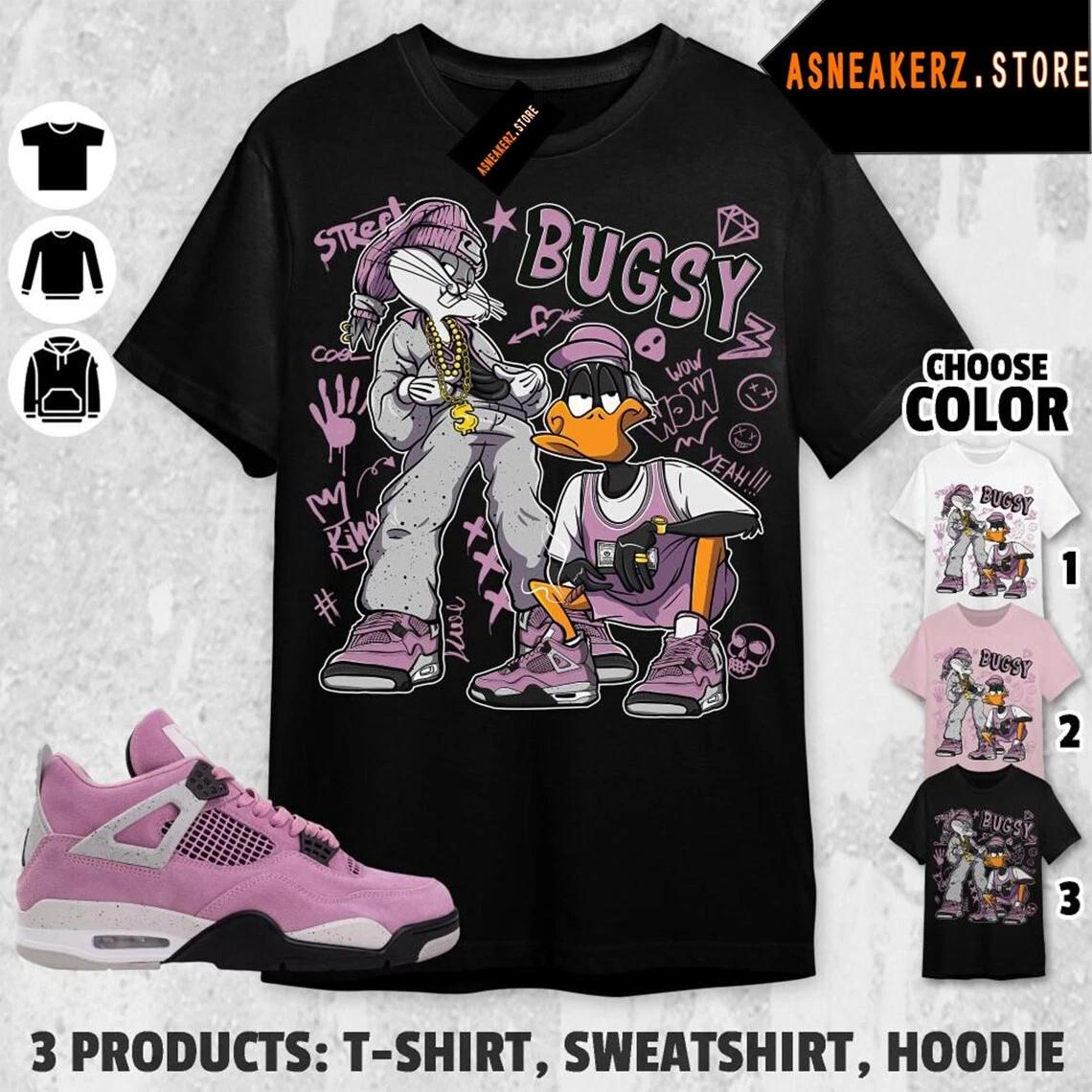Shirt Match AJ 4 Orchid Sneaker Matching Tee Sneakerhead Bugs And Daffy T-Shirt 4XL