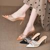 Women Sandals Crystal Sandals Pointed Toe Thin Heels Women Shoes Women Pumps Plus Size 34-42