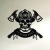 Metal Skull Axe Wall Art Firefighter Decor Indoor Outdoor Cottage Home