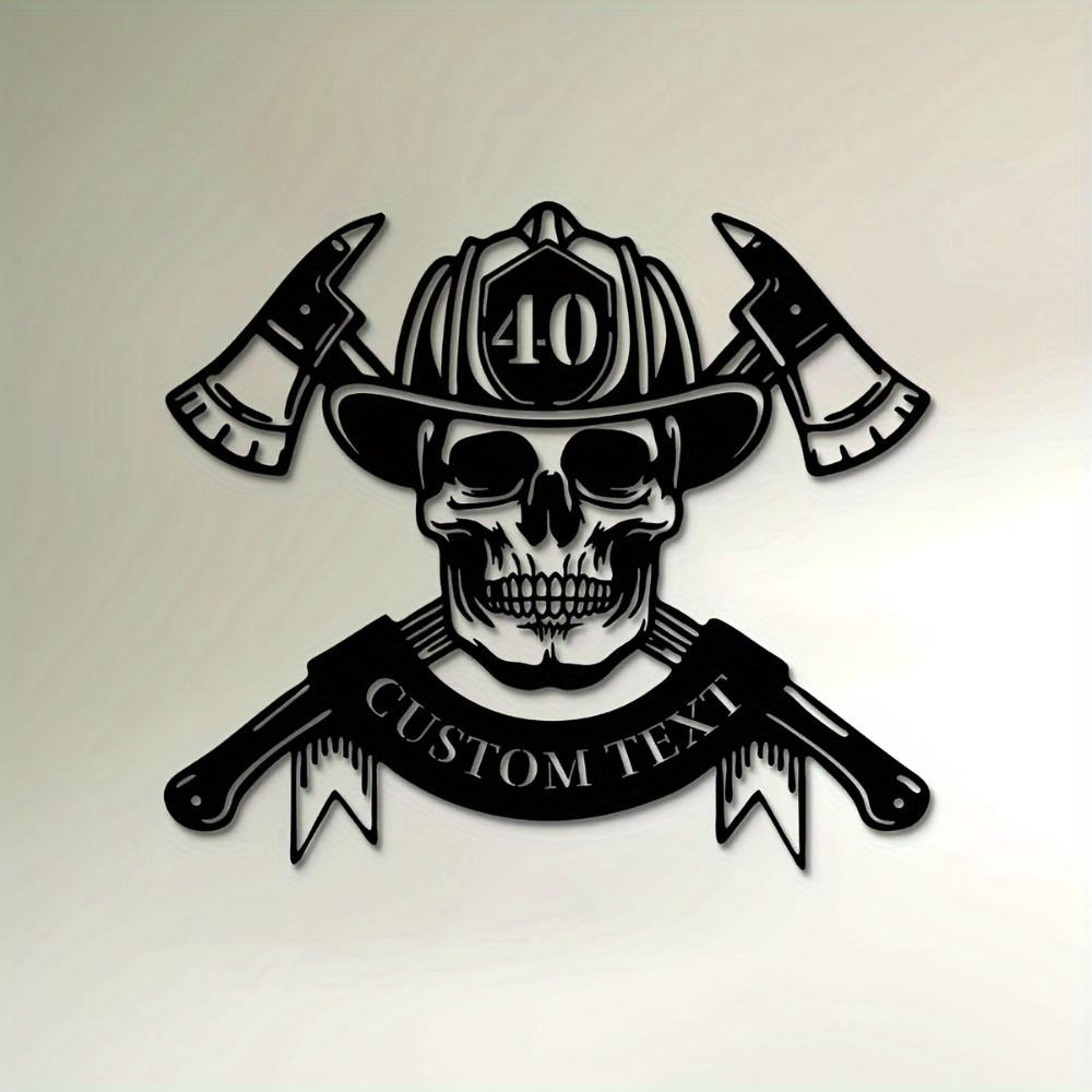 Metal Skull Axe Wall Art Firefighter Decor Indoor Outdoor Cottage Home