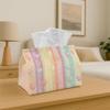 1pc Soft Decorative Heart Polyester Tissue Box, Reusable And Washable, Stripe Heart Pattern Pastel Design for Dining Table, Kitchen, Bathroom, Hotel, 