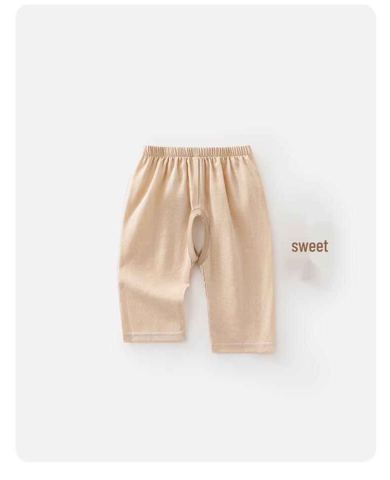 Baby Summer Cotton Crotch-Opening Lightweight Breathable Pants for Boys & Girls