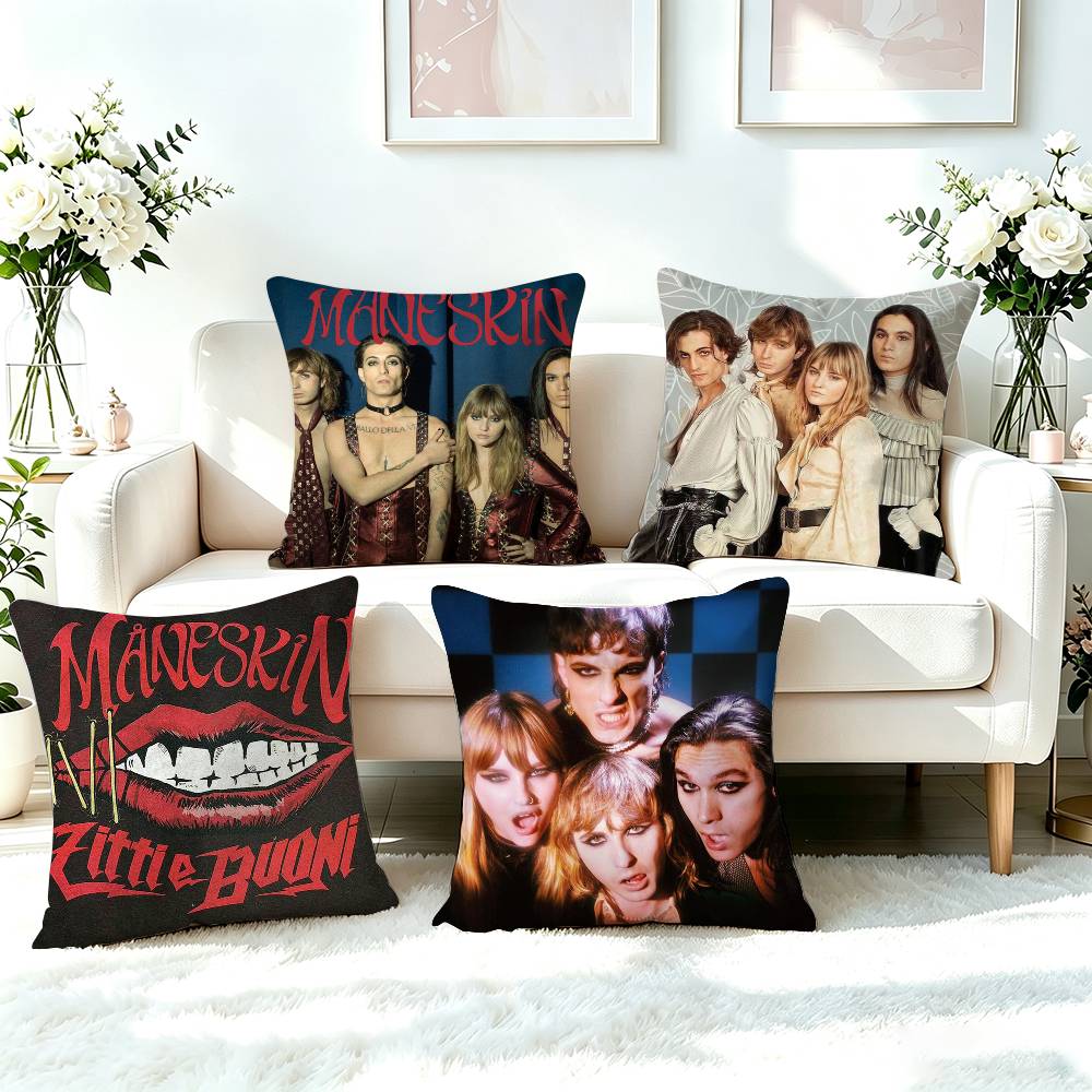 Band M-Maneskin Square Double-Sided printed Pillow Case Bedroom Bedside Pillow Sofa Cushion Cover