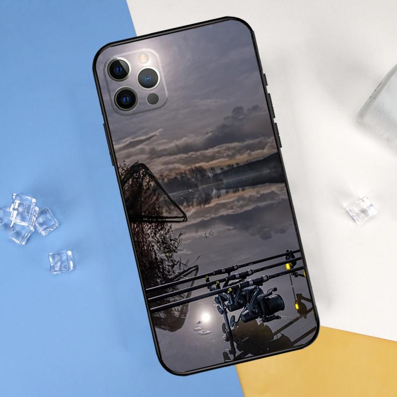 Carp Fish Fishing Rod Phone Case For iPhone 16 Pro Max 12 13 Mini 11 14 15 Pro Max XR 16 15 Plus 16e Cover Shell